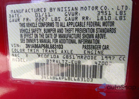 2011 Nissan Sentra 2.0S from USA, damaged, VIN 3N1AB6AP6BL683103